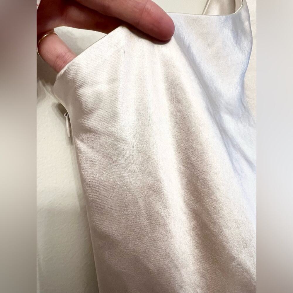 ELLIATT Cinda Satin Midi Dress in Pearl one shoulder puff sleeve bridal revolve - Picture 14 of 16